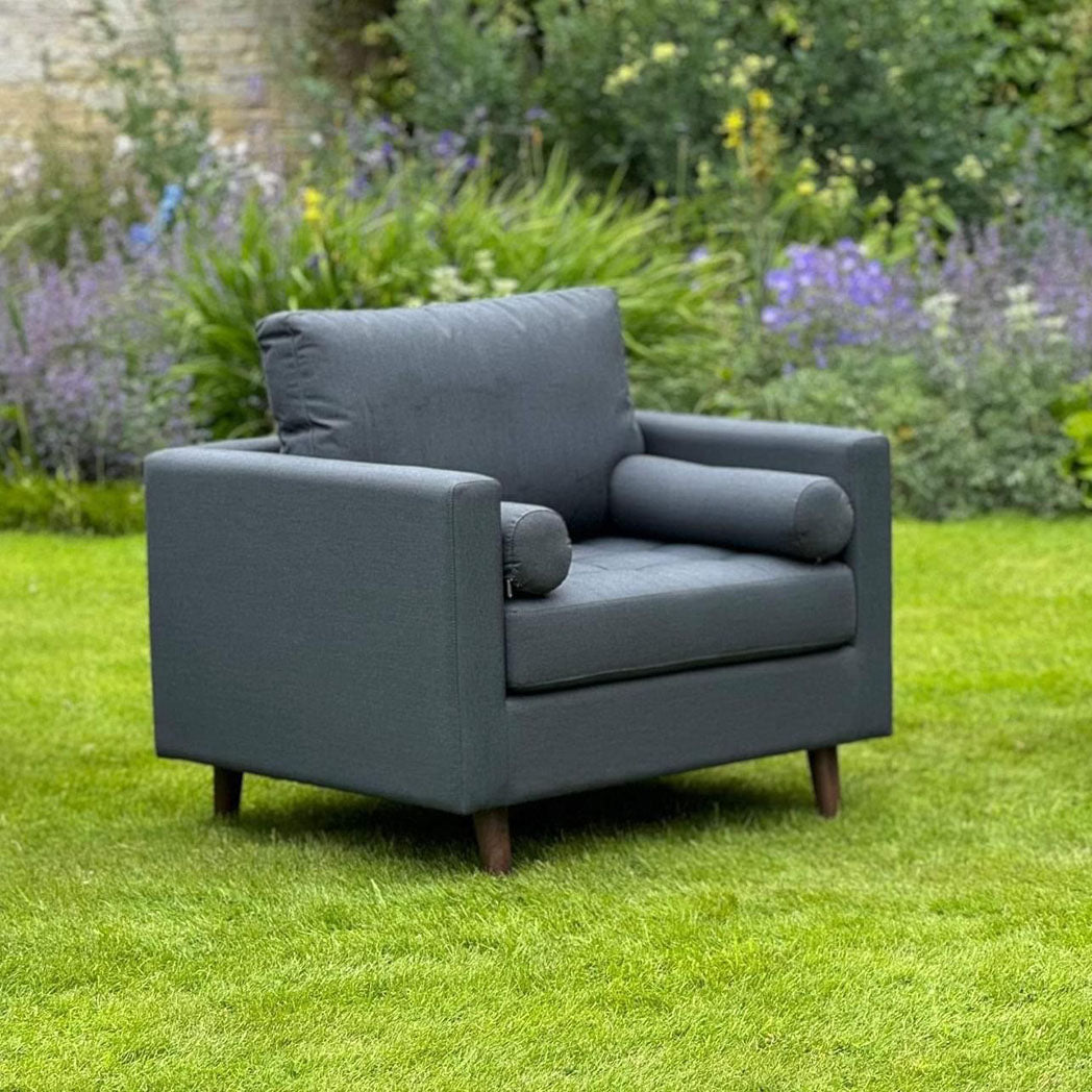 STANBERRY Armchair with 2 Bolster Cushions in Grey – The Home Outlet Store