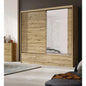CANADA 200cm Sliding Wardrobe with Drawers – Full Oak & Mirror