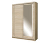 Wooden wardrobe with sliding doors on a white background