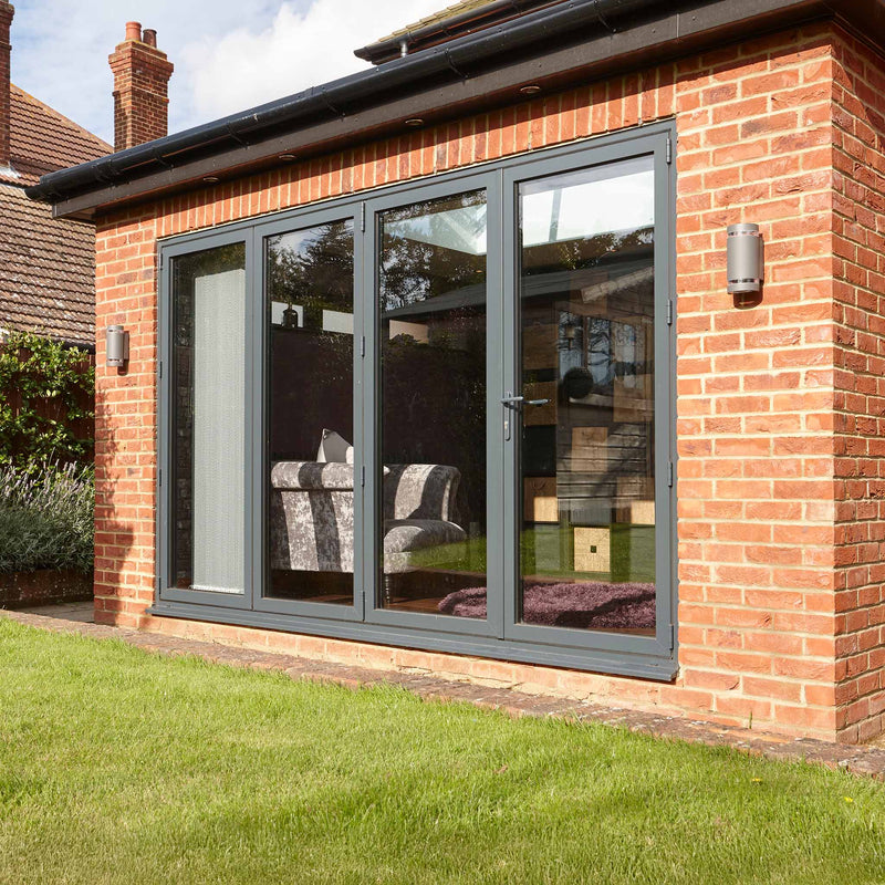 Folding Quadruple Patio Doors in Grey Aluminium