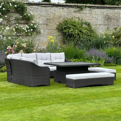 Hazel Large Grey Rattan Corner Set with Rising Table