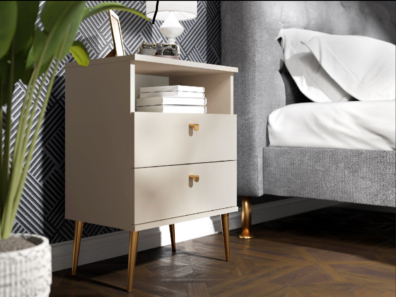 HIGH Bedside Table - Warm Beige
