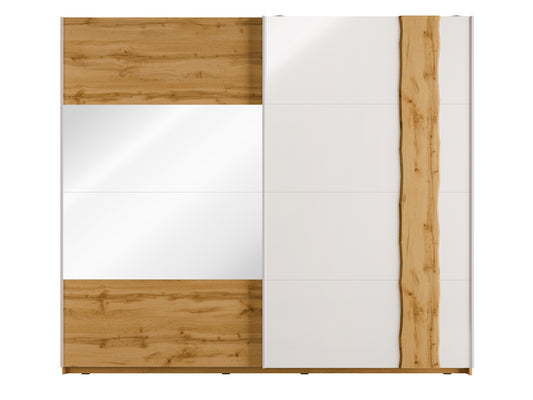 WOOD 200cm Sliding Wardrobe – Oak Wotan & White Gloss
