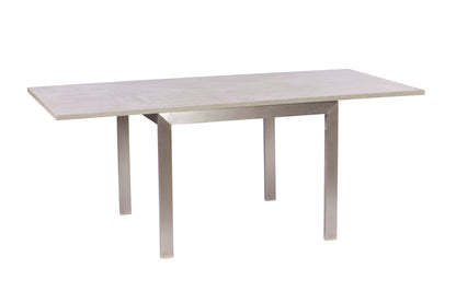 PETRA 90cm Flip Top Dining Table – Concrete Effect & Brushed Steel Base