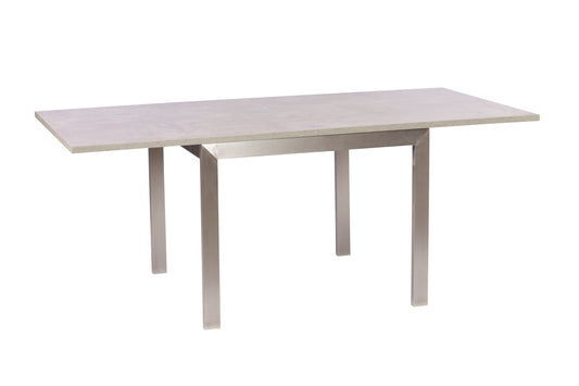 PETRA 90cm Flip Top Dining Table – Concrete Effect & Brushed Steel Base