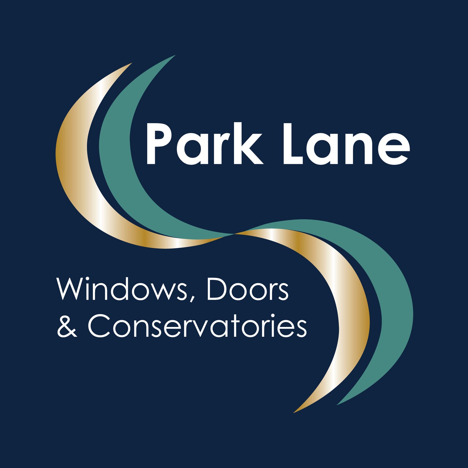 Logo of Park Lane Windows, Doors & Conservatories on a dark blue background