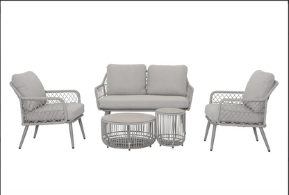 Toulon Aluminium & Rope 2 Seater Sofa and 2 Chairs with Table Set