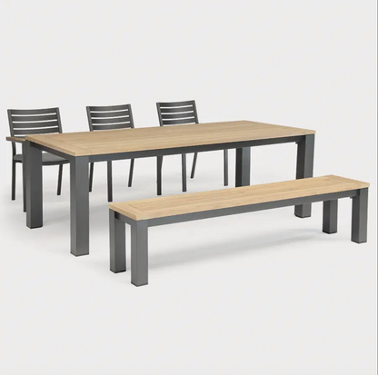 Elba 6 Seater Aluminium & Teak Outdoor Dining Set