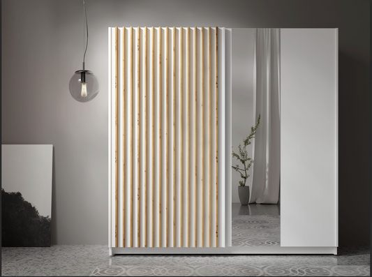 DALIA 200cm Sliding Wardrobe (White & Artisan Oak)