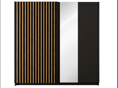 DALIA 200cm Sliding Wardrobe (Black & Artisan Oak)