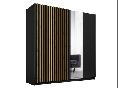 DALIA 200cm Sliding Wardrobe (Black & Artisan Oak)