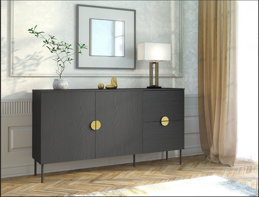 MOND 4 Drawer Sideboard | Black Graphite 2 Door 2 Drawer