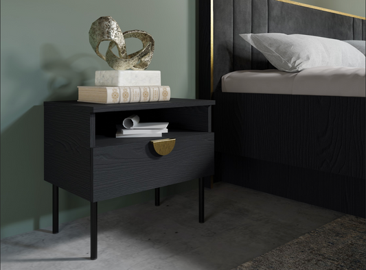 MOND Bedside Table | Set of 2 Black Graphite Bedside Cabinets