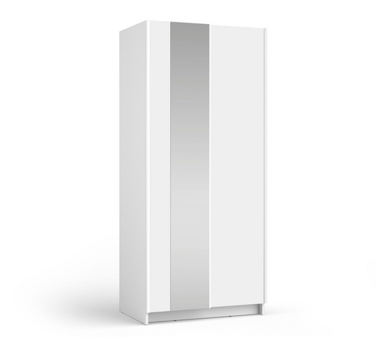 SOFIA 80cm | White Sliding Wardrobe with Mirror