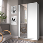 SOFIA 100cm | White Sliding Wardrobe with Mirror