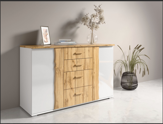 WOOD Chest of Drawers – Alpine White & Oak Wotan