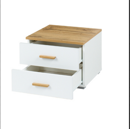 WOOD Bedside Tables | Alpine White & Oak Wotan (Set of 2)