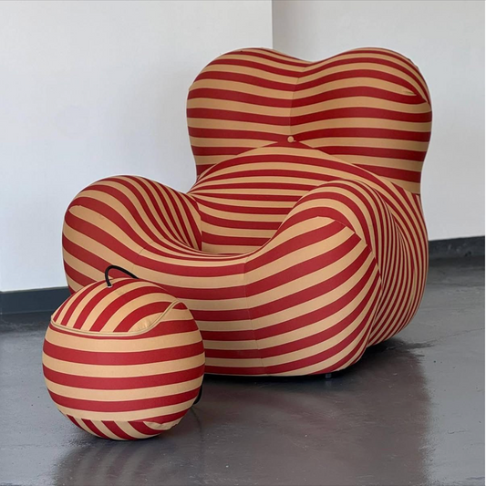 Mambo Red Armchair with Ottoman.