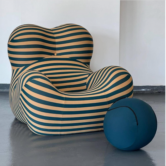 Mambo Blue Armchair with Ottoman