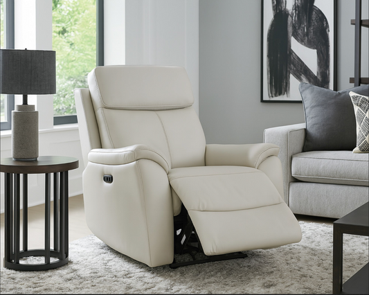 KINGSTON Genuine Leather Recliner Armchair - Pewter