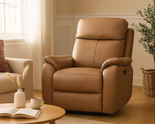KINGSTON Genuine Leather Recliner Armchair – Tan
