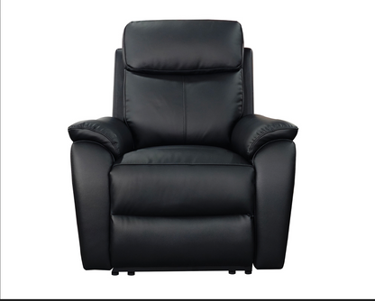 KINGSTON Genuine Leather Recliner Armchair – Black