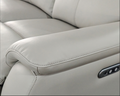 KINGSTON Genuine Leather 2-Seater Recliner Sofa – Pewter