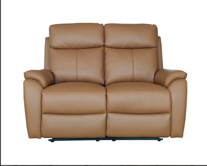 KINGSTON Genuine Leather 2-Seater Recliner Sofa – Tan