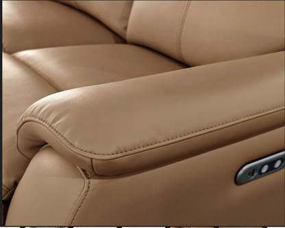 KINGSTON Genuine Leather 2-Seater Recliner Sofa – Tan