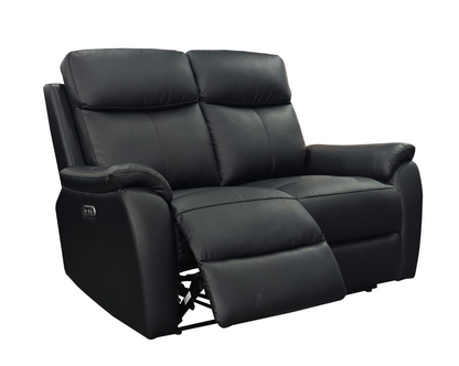 KINGSTON Genuine Leather 2-Seater Recliner Sofa – Black
