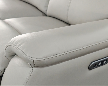 KINGSTON Genuine Leather 3-Seater Recliner Sofa – Pewter