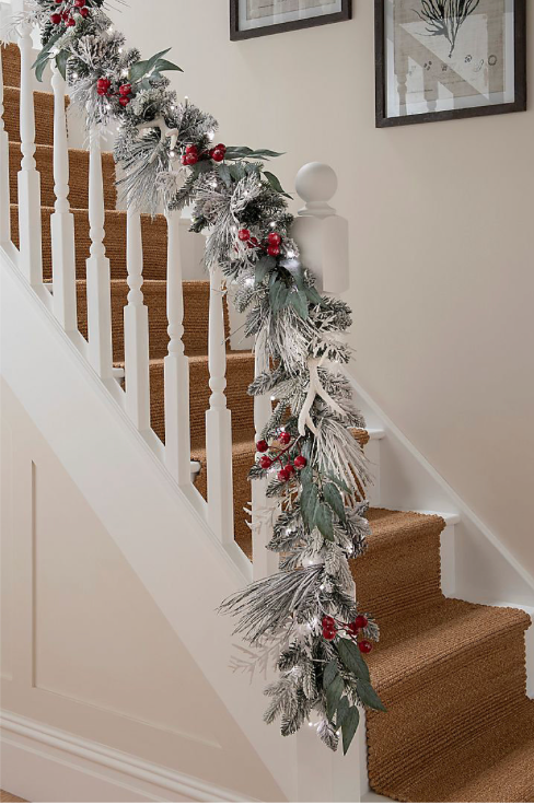 JACK FROST  6ft 10" Pre-Lit Christmas Garland – 100 Warm White LEDs