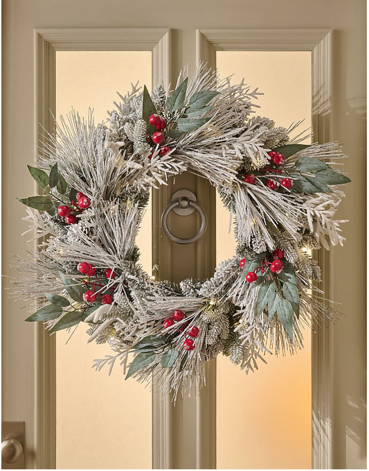 JACK FROST  26" Pre-Lit Christmas Wreath – 50 Warm White LEDs | The Home Outlet Store