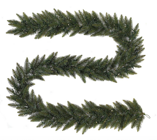 GLENMORE SPRUCE 9ft Pre-Lit Christmas Garland – 100 Warm White LEDs