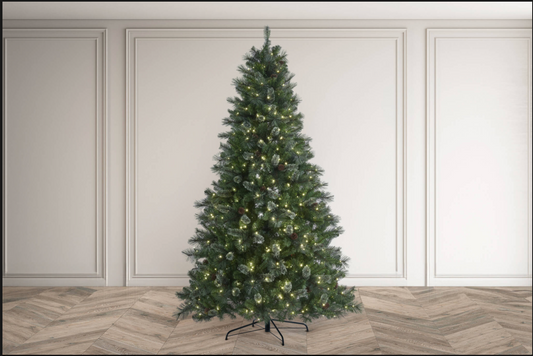 HOLLINGWORTH SPRUCE 7.5ft Pre-Lit Christmas Tree – 550 LED, 8 Function