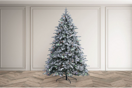 FROSTED WINTERFOLD FIR 7.5ft Pre-Lit Christmas Tree – 600 Colour Switch LED