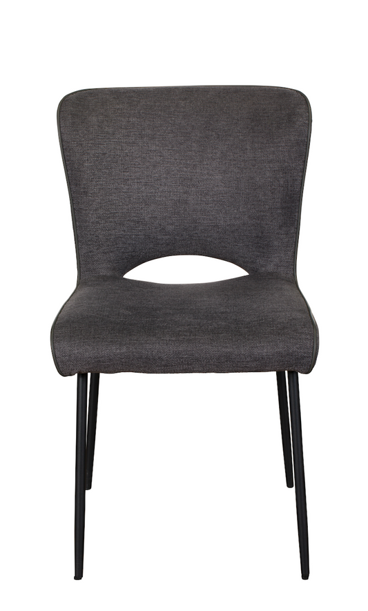 MAYA Dining Chair Pair – Dark Grey Fabric with Black Metal Legs (Pre-Order, 21-Day Lead Time)