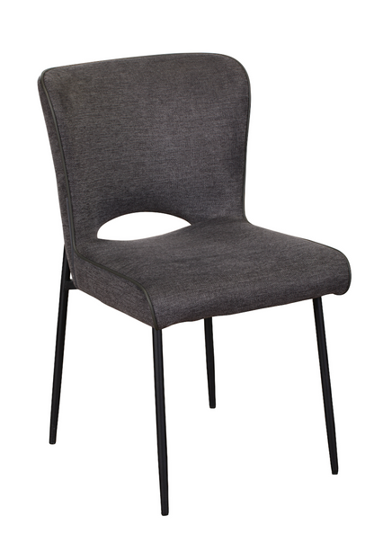 MAYA Dining Chair Pair – Dark Grey Fabric with Black Metal Legs (Pre-Order, 21-Day Lead Time)