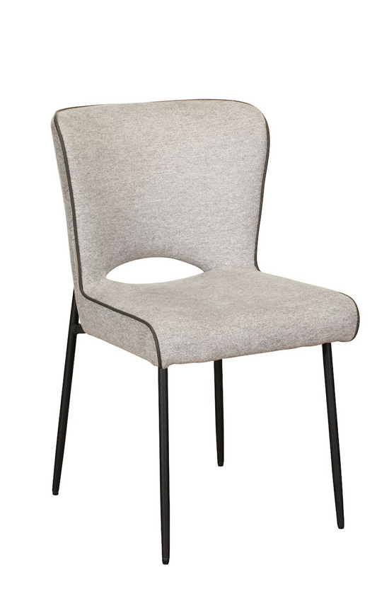 MAYA Dining Chair Pair – Light Grey Fabric with Black Metal Legs (Pre-Order, 21-Day Lead Time)