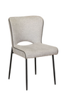 MAYA Dining Chair Pair – Light Grey Fabric with Black Metal Legs (Pre-Order, 21-Day Lead Time)