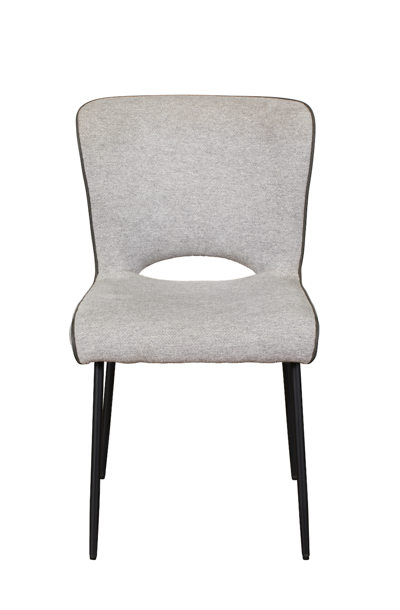 MAYA Dining Chair Pair – Light Grey Fabric with Black Metal Legs (Pre-Order, 21-Day Lead Time)