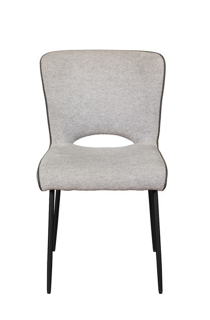 MAYA Dining Chair Pair – Light Grey Fabric with Black Metal Legs (Pre-Order, 21-Day Lead Time)