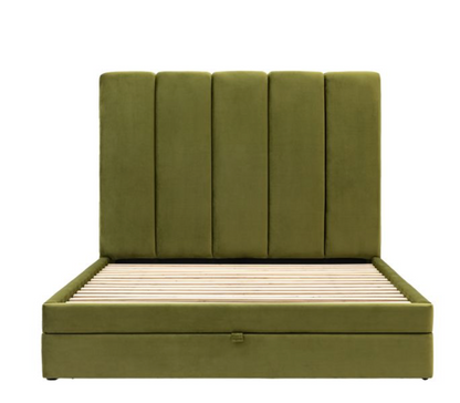 DENTON Olive Green Storage Bed - Available in 2 Sizes.