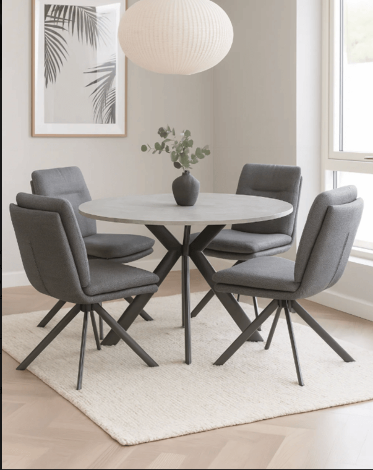 Boston 4-seater Round Dining Set & x4 Joey Swivel Dining Chair
