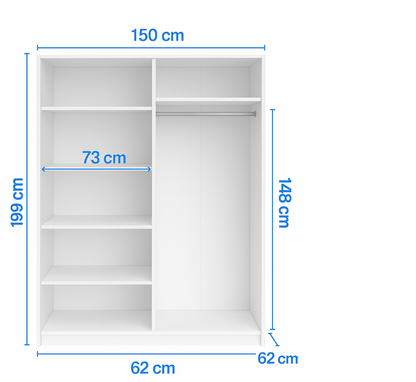 DALIA 150cm Sliding Wardrobe| Black Laminate & Artisan Oak