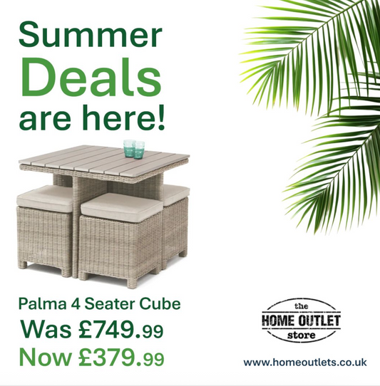 PALMA 4 Seat Outdoor Wicker Cube Dining Set