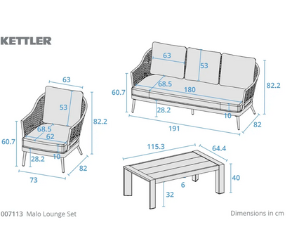 MALO Lounge Set with Coffee Table
