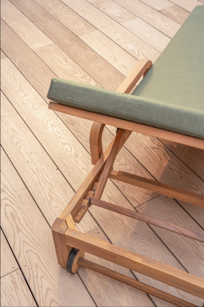 MEADOW Sun Lounger & Sidetable| Wooden Garden Reclining Lounger with Cushions
