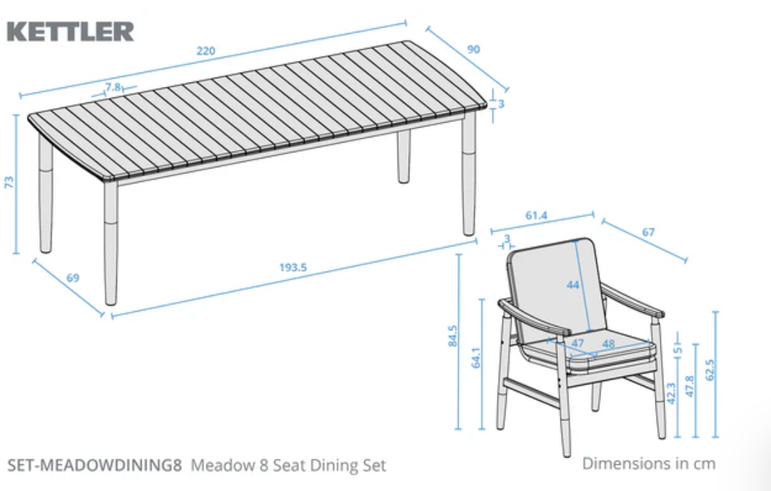 MEADOW 8 Seater Dining Set