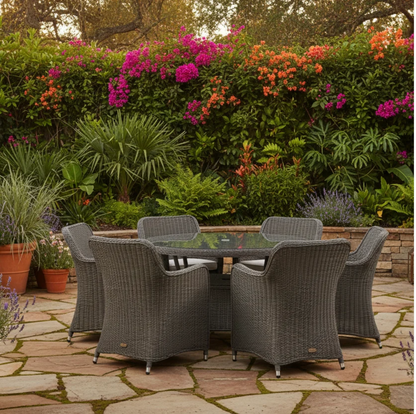 ASCOT 6 Seater Round Outdoor Dining Set